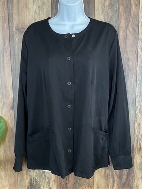 healing hands HH Works Full Button-Front Long Sleeve Scrub Jacket L     152B